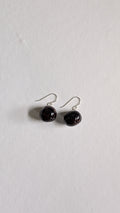 Hand painted ceramic orb earrings in chocolate brown with sterling silver ear wires.